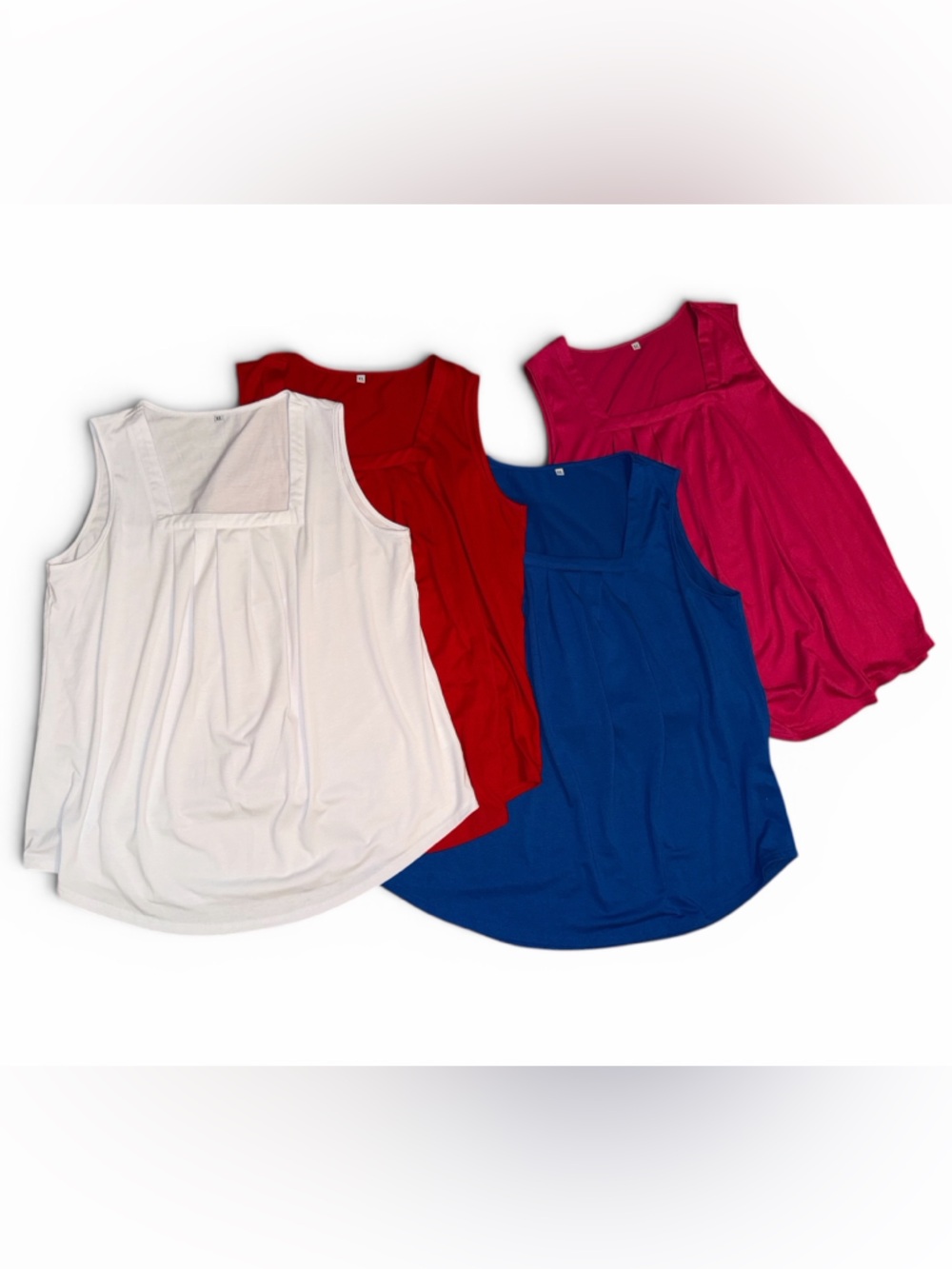 Source Unknown Sleeveless Scoop Neck Blouses - White, Red, Blue, Pink